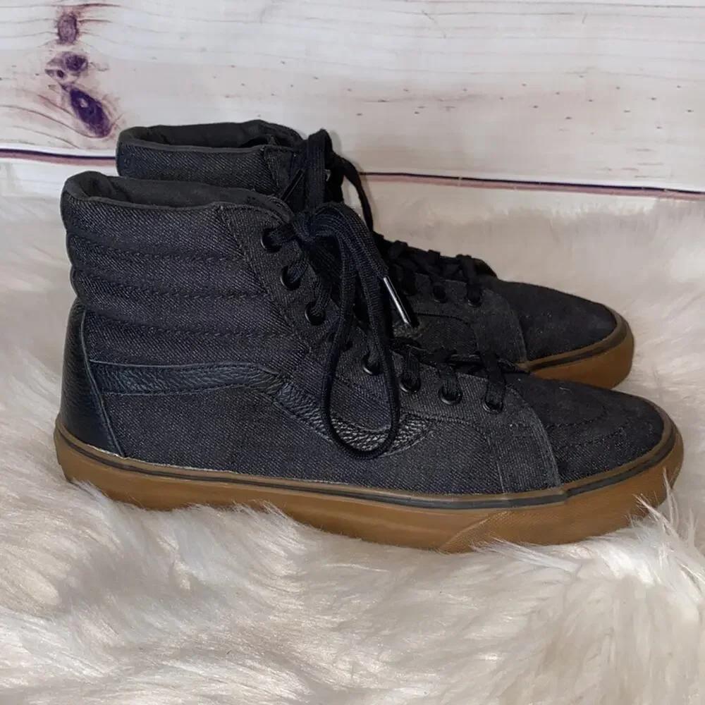 Vans Black Canvas HIgh Top Skate Shoes Sneakers Mens 8 Women's 9.5
